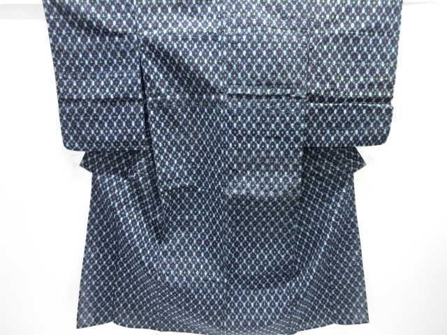 アンティーク　木綿本場久留米絣　斜め格子模様単衣着物